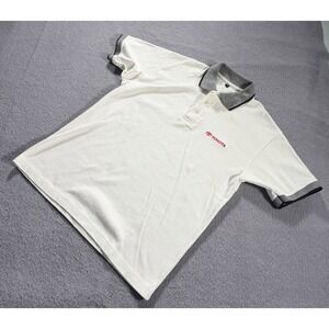 Toyota Polo Collared Men's White Short Sleeve Shirt Logo Medium Cotton